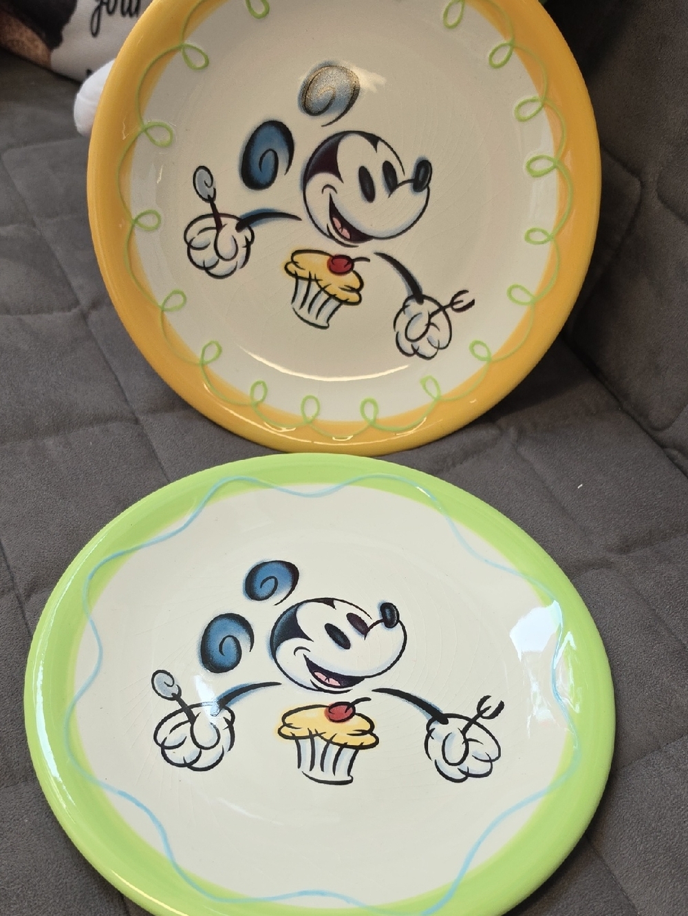 Disney Green and Yellow Mickey Mouse Ceramic Plate Set